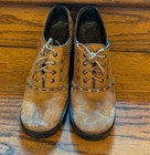 Vintage 70s Rare Platform Beige Leather Platform Closed Toe Shoes Women s 7b