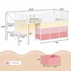 Low Loft Bed Twin Size With 9 Drawers Led Lights Metal Safety Guardrail Grey