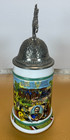 German Regimental Beer Stein Pewter Horse Rider Lid  Military Scene Vtg Antique