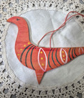 Vintage Wood Bird Pheasant  Christmas Ornament Hand Painted Two Sided Two Colors