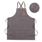 Heavy Duty Canvas Kitchen Chef Cooking Apron Cross-back Adjustable Bib 3 Pockets