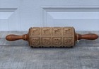 Antique Wooden Springerle Cookie Mold Rolling Pin 18    24 Squares 6 Designs Vgc