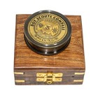 Antique Vintage Brass Boy Scout Compass Camping Hiking Compass With Wooden Box