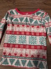Carter s Girls 2t Fair Isle Christmas Cotton Long Sleeve Pajama Top Red Teal