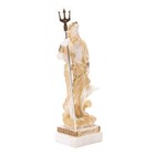Poseidon Greek God Of The Sea With Trident Statue Figurine Gold Alabaster 7 Inch