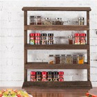 Rustic Torched Wood Wall Hanging Spice Rack 4 Tier Seasoning Jar Shelves Pantry
