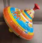 Vintage Bryan Ohio Art Tin Toy Spinning Top 9  Carousel Merry Go Round 1960 s
