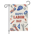 Happy Labor Day Garden Flag 12x18 Inch Double Sided For Outside  Small Burlap 
