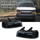 Led Headlights For Chevy Express Gmc Savana 1500-3500 2003-2023 Smoke Lens Black