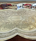 Vintage English Silver Plated Butler Serving Tray Handles Sheridan Silver Co 