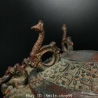 12 2  Old Shang Zhou Dynasty Bronze Ware Chain Beast Inscription Tripod Censer