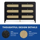 6-drawer Rattan Wood Closet Adjustable Height Storage Cabinet Sideboard Bedroom