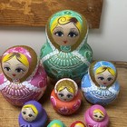 Set Of 12 Vintage Russian Matryoshka Nesting Dolls Hand   painted 9    Tall 1980 s