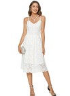 Womens V-neck Lace Floral Sleeveless Cocktail Swing Dress Wedding Party Wear