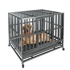 2 Pcs Heavy Duty Dog Kennel Pet Iron Crate Cage 37 Inch