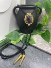 Rodeo Bolo Tie Western Cowboy Black Leather Necktie New Free Ship A4067