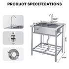 Stainless Steel Utility Sink  single Bowl Sink For Commercial Kitchen W faucet