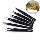 6pc Precision Esd Anti-static Tweezer Set Stainless Steel Electronics Repair Kit