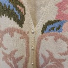 Handmade Floral Knit Sweater Vest Pastel Pearl Button V-neck Spring Easter L