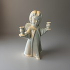 Vtg Ceramic Taper Candle Holder Choir Girl Religious White 13 1 2    Angel Cherub