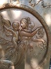 1800 s Antique Cast Iron Fireplace Stove Plate Cover Diana cherubs   1 Read Look