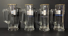 Set Of 4 Bockling 8  Tall Germany Heavy Beveled Glass Beer Mugs W gold Trim