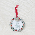     2022 Christmas Tree Ornament Photo Picture Frame Holly Berry Holiday Wreath