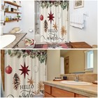 4 Pcs Christmas Shower Curtain Sets Winterxmas Bathroom Hello Merry With