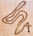 Vtg 26  Rosary Pewter Beads Silver Tone Catholic Crucifix 2  Cross 7  Drop