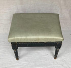 Antique Vintage Vinyl Padded Carved Wood Foot Rest Stool - Rare  