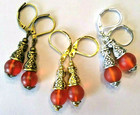 Red Frosted Glass Bali Style Drop Leverback Handcrafted U Choose 910
