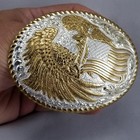 Vintage Belt Buckle 1998 Crumrine American Bald Eagle Holding American Flag