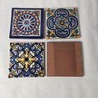 Set Of 4  4x4 Handpainted Talavera Tiles  Mexican Art