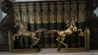 Vintage  Pair Brass Rearing Horse Stallion Bookends  Figurine Sculpture Antique