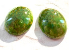 Al1060 Vintage Czech Glass Cabochons 25x18mm Green Matrix Flat Back Unfoiled  2 