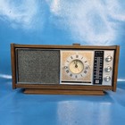 Vintage Rca Radio Alarm Clock Am fm Tube Solid State Walnut Wood Finish Rls51w