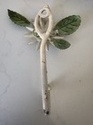 Vintage Tole White Flower Daisy Wall Hook Toleware Cottagecore Shabby Chic