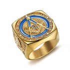 Men s Big Masonic Wedding Signet Ring Stainless Steel Vintage Biker Punk Cz Ring