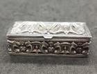 Antique Victorian Era Ornate Repousse Rectangular Pill  Trinket Box 800 Silver