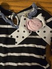 Vintage Rare Edition 18m Striped Black   White With Pink jean Ruffle Dress top