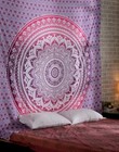 Indian Wall Hanging Pink Ombre Mandala Tapestry Room Decor Cotton Queen Tapestry