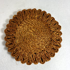 3 Vtg Woven Straw Flower Trivet Hot Pads 1970 s Boho Wall Decor Hippie Daisy
