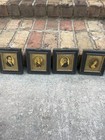 Antique Set Of 4 Framed Portraits Gilt Wood Tin Frames