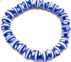 22 Blue   White Ghana Handmade Bicone Recycled Glass African Trade Beads-ghana