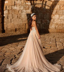 Champagne Wedding Dresses Sweetheart Lace Appliques Bridal Gown With High Split