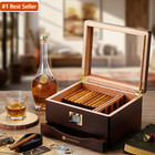 Mmt-3041 Cigar Humidor Box For 55 Counts  See-through Design With Spanish Cedar 