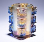 4 4  Chinese Liu Li Crystal Glass Pen Holder Table Decor Gift Hand Craft