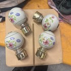 Bed Post Finials Lot Of 4 Vintage Porcelain Brass Floral Heavy White 