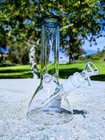 8 Inch Teal  Beaker Premium Quality Glass Bong Tobacco Smoking Water Pipe Hookah