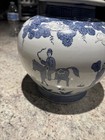 Blue And White Porcelain Ginger Jar With Lid Chinese Style   Motif 11x9 Decor